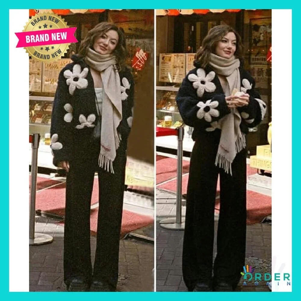 Floral Print Sherpa Fleece Cropped Jacket Oversized Y2K Chic Winter Casual
